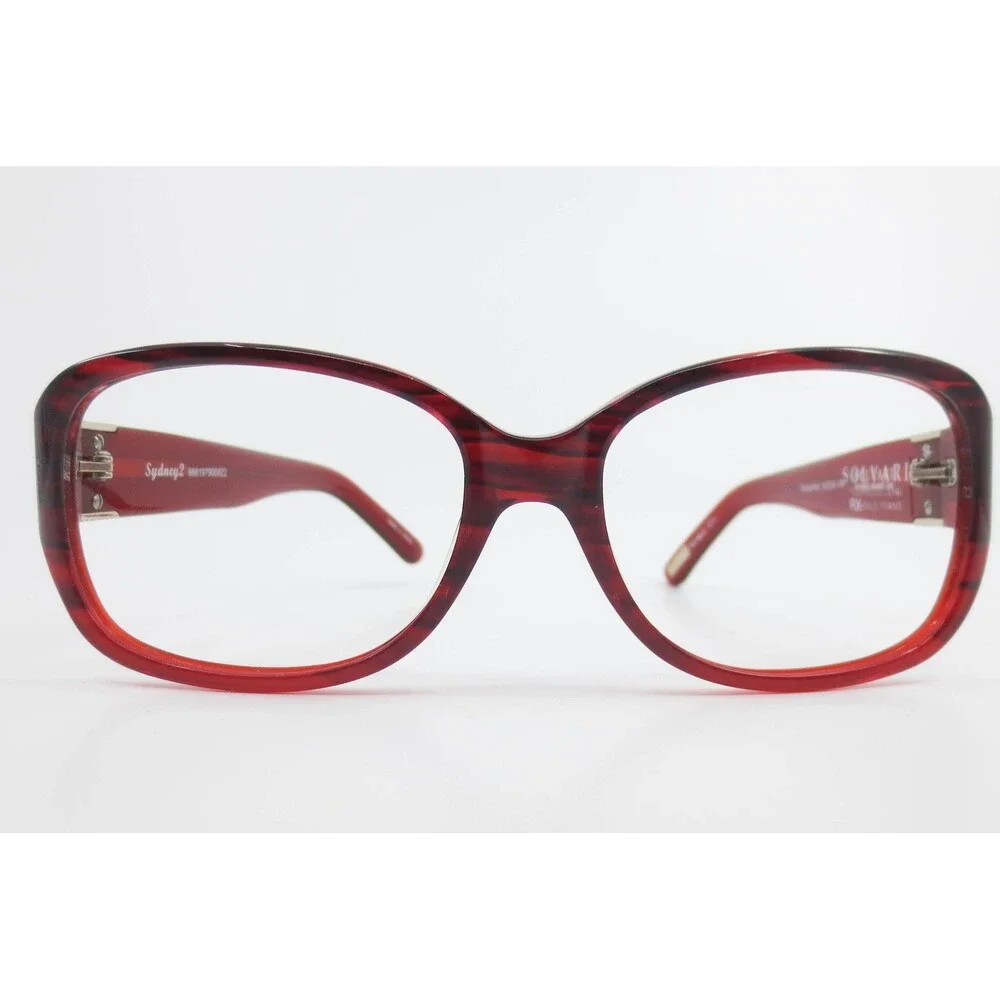 Solvari Sydney 2 Burgundy Red Striped Rhinestone Eyeglass Frames 58-16-134 39730